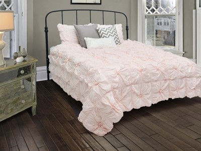 New Rizzy Home Plush Dreams Light Pink Comforter 2 Shams Bed Set