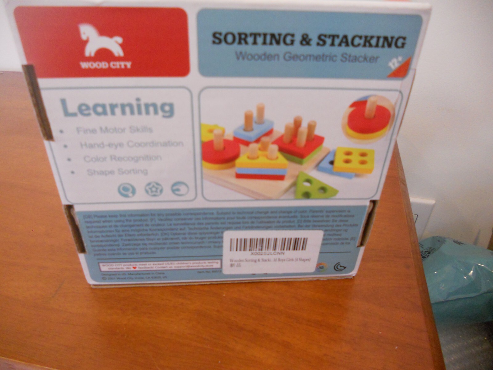 WOOD CITY Wooden Sorting  Stacking Toys for Toddlers, Educational Shape Color's