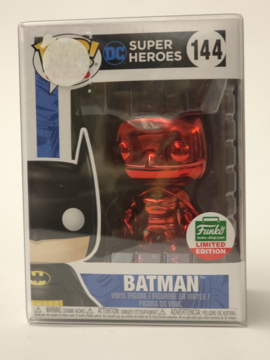 Funko Pop! DC Super Heroes BATMAN #144 Red Chrome Limited Edition In  Protector