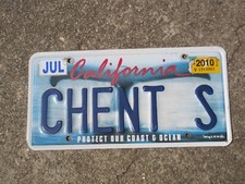 2010 California Whale Fin License Plate Protect Out Coast and Ocean CHENT S CA