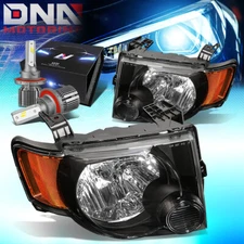 FOR 2008-2012 FORD ESCAPE CD2 SIGNAL HEADLIGHT LAMPS W/LED KIT+COOL FAN BLACK