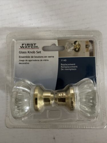 FIRST WATCH 1140 VINTAGE GLASS DOOR KNOBS SET ~ NEW in PACKAGE / OLD STOCK - Picture 1 of 4