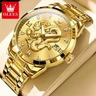 OLEVS Gold Dragon Men's Quartz Watch Luminous Waterproof Date Wristwatch