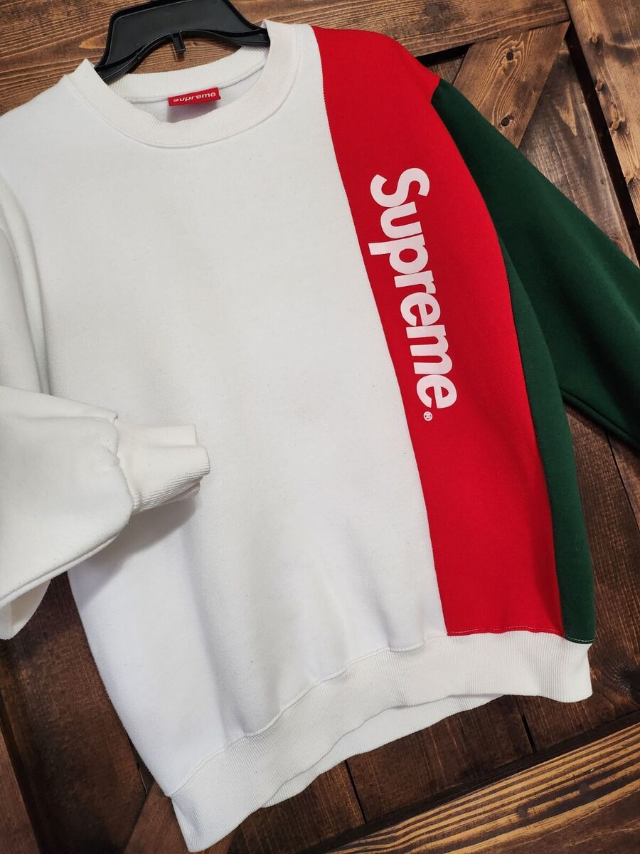 Supreme SS16 Paneled Crewneck 2016 Sweater Limited Edition OG White Green  Red XL