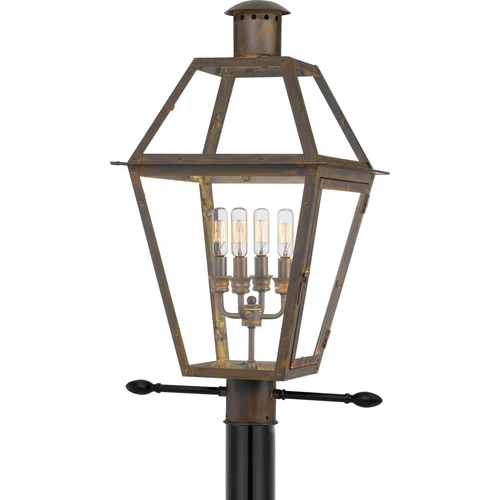 Quoizel Rue De Royal 4-Light 17in Outdoor Post Light in Industrial Bronze - Picture 2 of 2