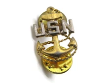 U.S.N. & Anchor Pin Silver & Gold Tone