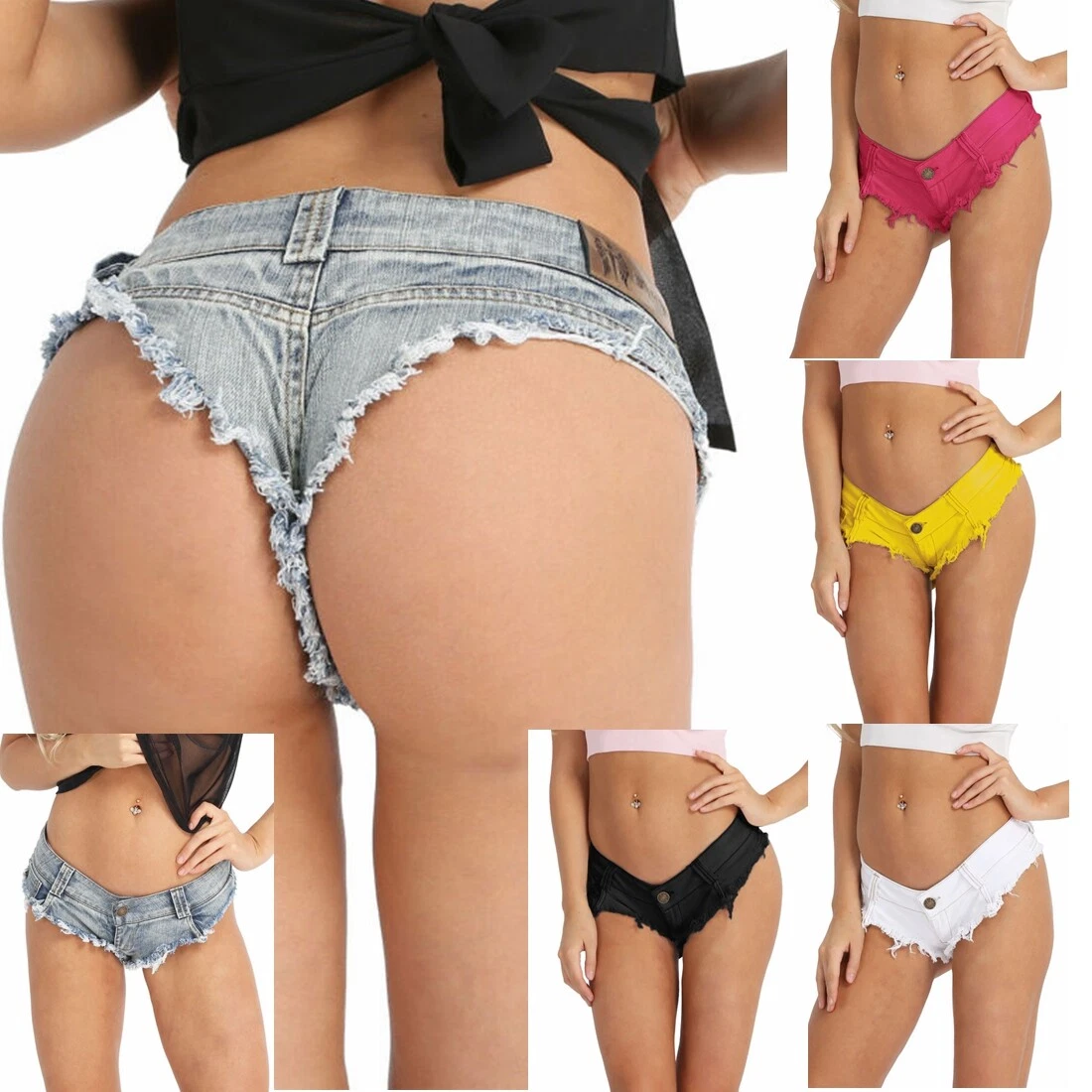 Summer Women Sexy Mini Hot Pants Jeans Micro Shorts Low Waist Big Hole  Clubwear 