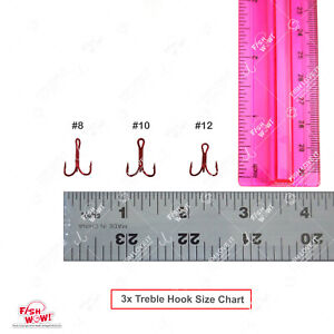 Treble Hook Actual Size Chart