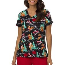 Rudolph The Red Nosed Reindeer Scrub V-Neck Top Large