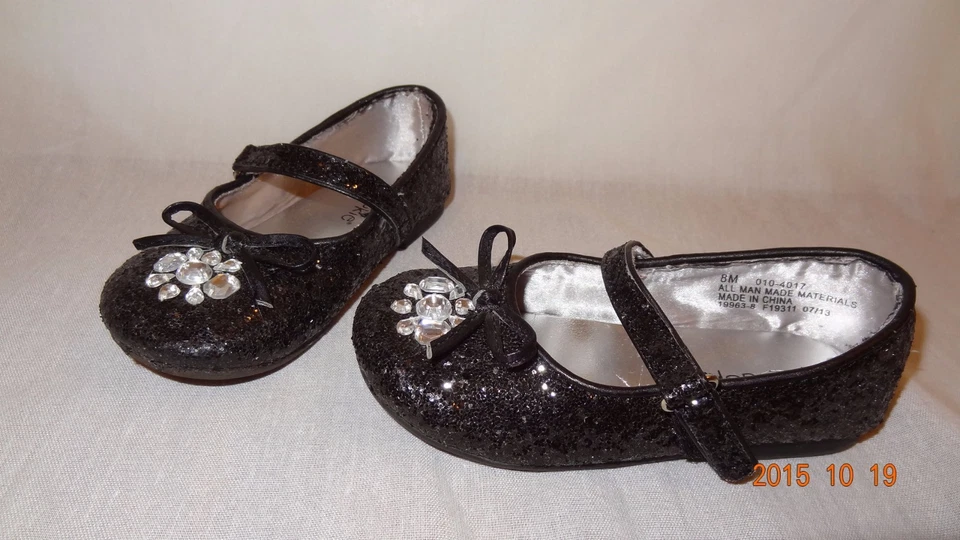 Черный платье туфли со стразами блестящий размер ребенка ясельного возраста 8 М Okie Dokie 2013 Мэри Джейнс - Изображение 3 из 4