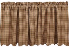 24" Plaid Window Tier Set Lined Lodge Style Red Navy Tan Cafe Curtains Millsboro