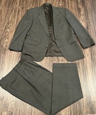 Pierre Balmain Two Piece Suit Plaid Taupe Woo...