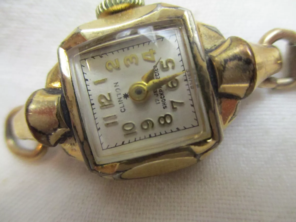 Clinton 17 Jewels Wind Up Watch 10K Rolled Gold Plated Bezel Vintage