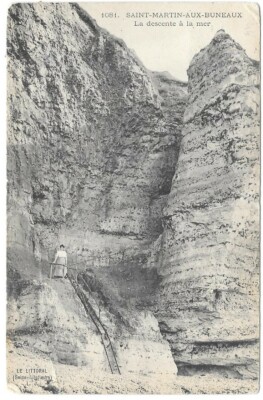 SAINT-MARTIN-AUX-BUNEAUX 76 Descente Mer Postkarte geschrieben an Frau Moli aus Brüssel 1909