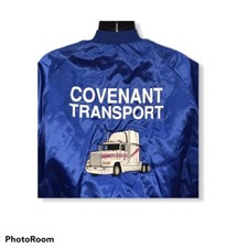 VTG King Louie Covenant Transport Made In USA Satin Trucker XL JACKET Patches