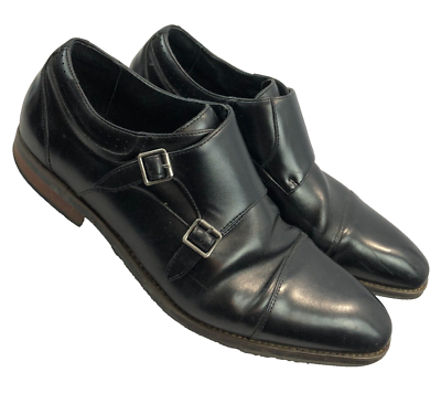 Stacy Adams Mens Sz 11 M Black Bayne Double Monk Strap Cap Toe Loafer  Square Toe | eBay