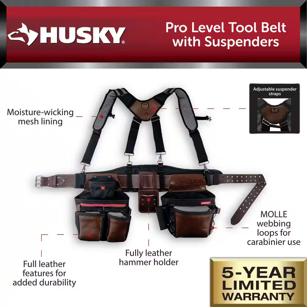 Husky Pro Level Husky Leather Tool Belt Husky Pro Level Husky Tool