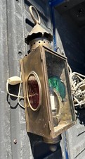 Antique Red Green Signal Lamp Brass COPPER LANTERN Nautical Ship Boat Light Vtg
