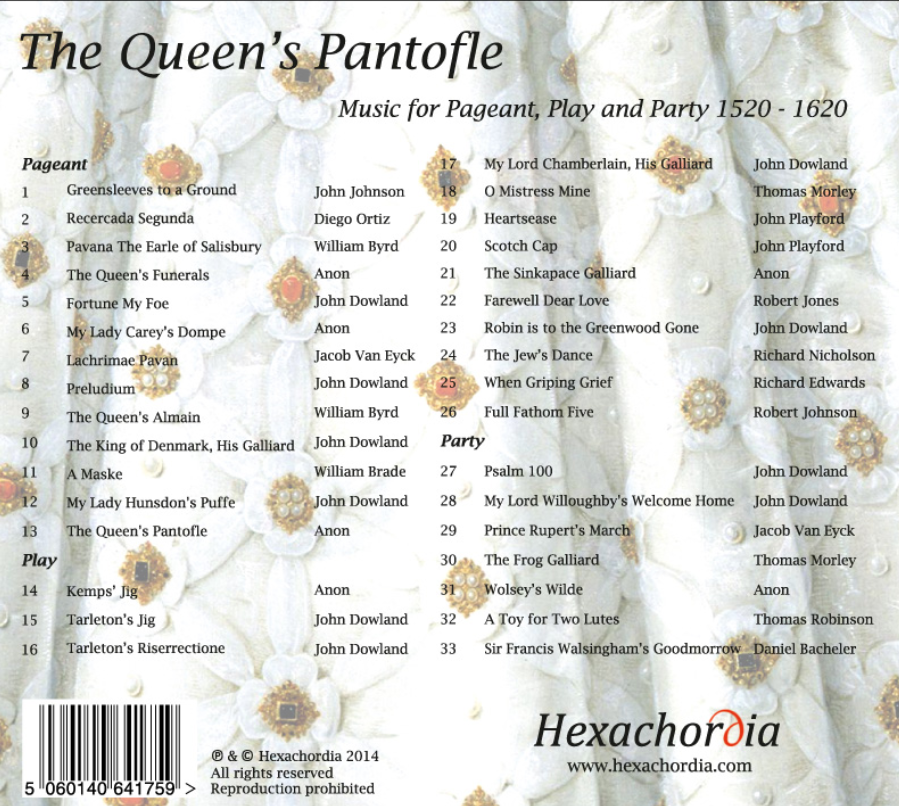 The Queen's Pantofle CD Renaissance Medieval Hexachordia UK