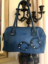 Vintage Bright Blue Guess Y2K 90s 2000s Studded LOGO Hand Shoulder Bag Purse