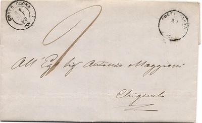 C11134-Kingdom, Lombardy, Olona Court for Chignolo both double circle 1862