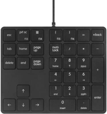 Wired Numpad 34 Keys External Mini Slim Keyboard For Laptop-Black