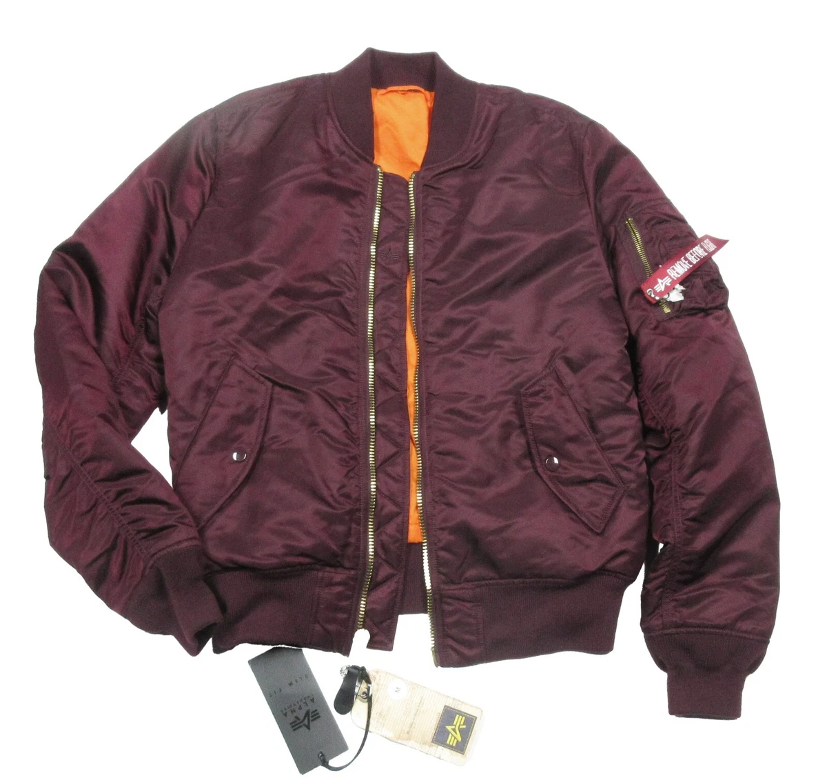 Alpha Industries Men s Maroon Orange MA 1 Slim Fit Reversible Bomber Jacket