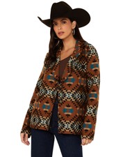 Cotton And Rye Women's Southwestern Print Sherpa Blazer - Crj201r