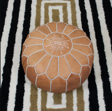 Moroccan Ottoman Leather Pouf