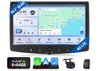 QLED 10.1''Android 13 Double DIN Car Radio HeadUnit Wireless CarPlay GPS DSP 6+64