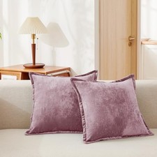 Luxurious Velvet Throw Pillow Covers 20x20 Set of 2 20" x 20" Pack of 2 Mauve