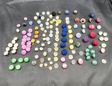 Vintage Round Buttons Mixed Lot Fabric Covered And Other