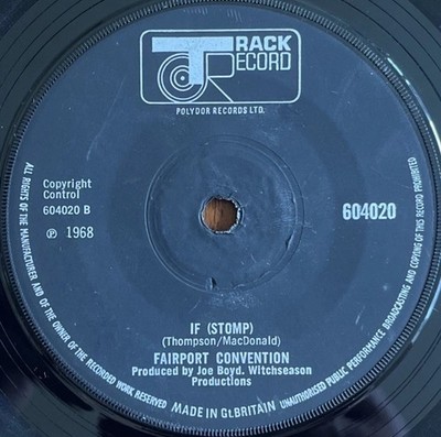 FAIRPORT CONVENTION If I Had A Ribbon Bow / If (Stomp) 7  1968 UK Track Record