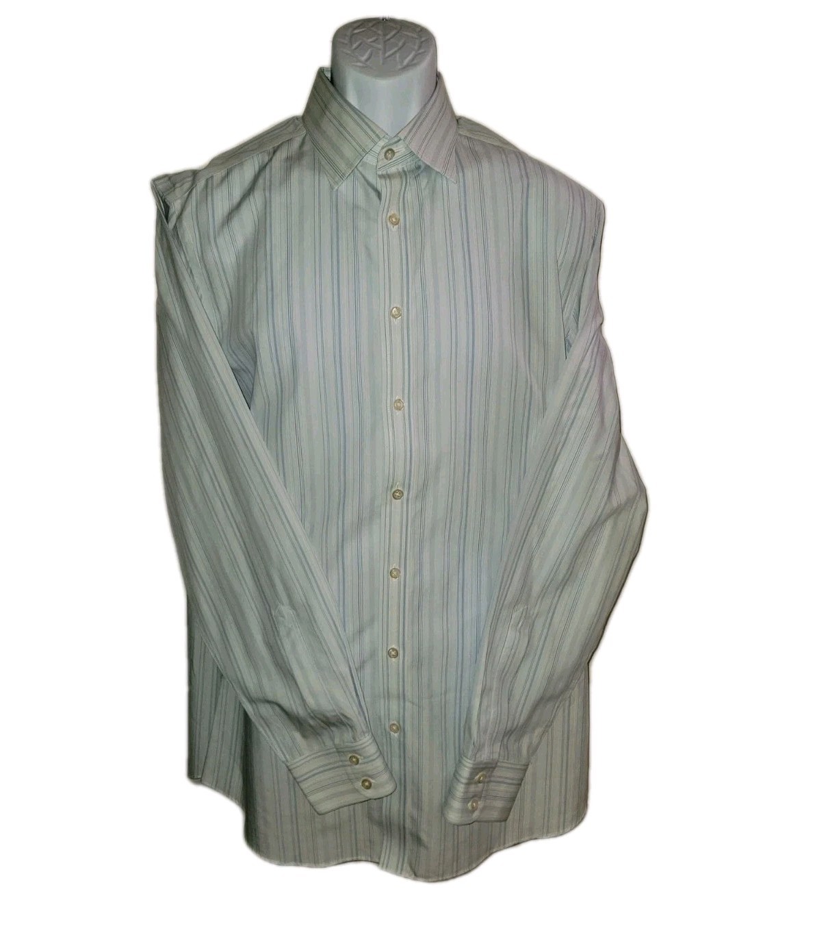Charles Tyrwhitt Shirt Lt Blue Stripe Slim Fit Dress LS BU 16 1/2 36 Men Size L