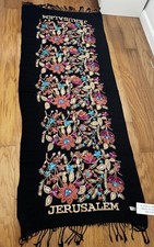 100 Cashmere Jerusalem Black Floral Scarf Gift From Jerusalem