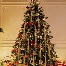 10000 Strands Icicle Tinsel Iridescent Gold Foil Fringe Christmas Tree Decor