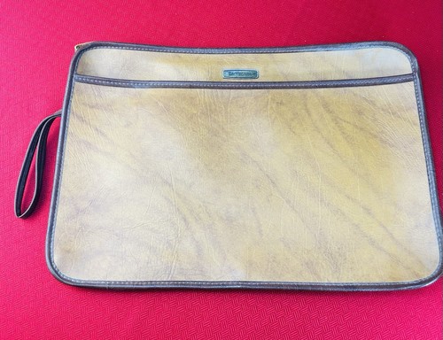 Vtg Samsonite Leather Vinyl Computer Bag 15.5x10.5 Robin Zip Portfolio USA 1970s