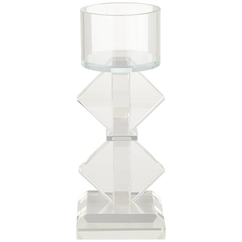 Diamond 11 1/2" High 2-Stack Shiny Clear Glass Pillar Candle Holder - Picture 6 of 6