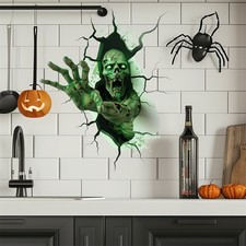 3D Zombie Halloween Wall Stickers Scary Cracked Wall Decal Party Decor