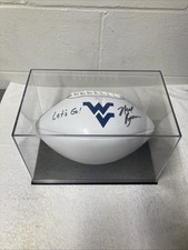 Neal Brown Autographed West Virginia Mountaineers White Panel Football With Case
