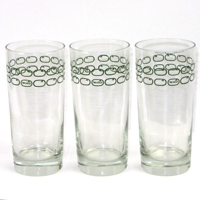 3 Nestea Clear Glass Tumblers with Green Lettering 16 oz New 6-1/4'' Tall