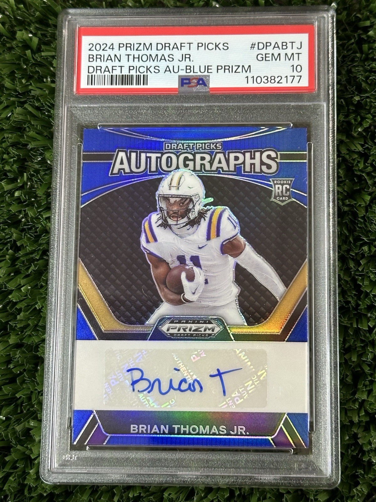 Brian Thomas JR 2024 Panini Prizm Draft Picks Blue Prizm RC Auto #/149 PSA 10