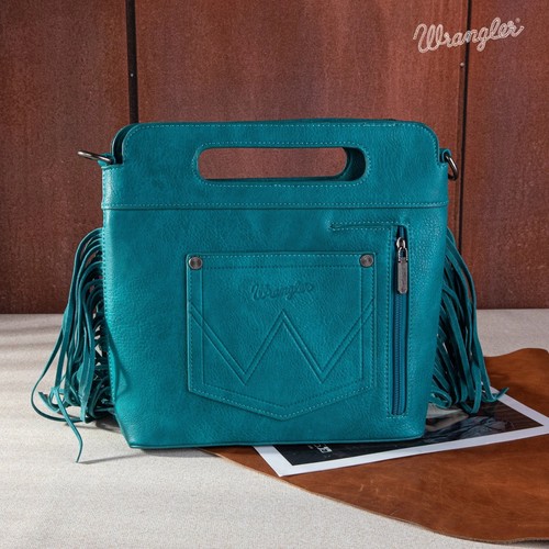 Wrangler Women Bag Boot Scroll Embroidered Western Crossbody Purse Turquoise - Picture 2 of 6