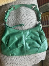 Francesco Biasia Beautiful Emerald Green Leather Handbag