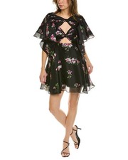 Carolina Herrera Cutout Bow Front Silk A-Line Dress Women's