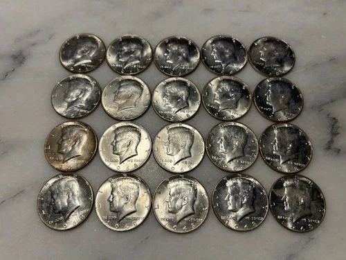 20 Kennedy 1968 D Half Dollars 40% Silver Very Good Condition # 6