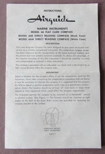 Original Vintage Airguide Instructions Model 66 66B 66W Reading Compass Marine 