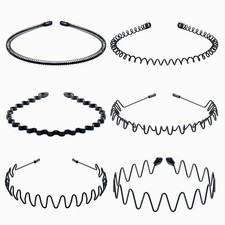 Metal Headband Sports 6PCS Hair Band Hoop Comb Hairband Wave Headwear Men Women