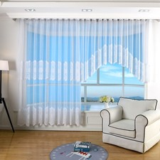 Jacquard Bogenstore Gardine Universalband Blumenmuster Store Barock -13117-