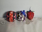 Vtg Lot of 3 Handmade Patchwork Quilted Fabric Christmas Ball Ornaments 2.75" — photo 3
